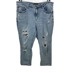 Judy Blue Distressed Boyfriend Fit Jean Light Wash Plus Size 22W Cowgirl Concert